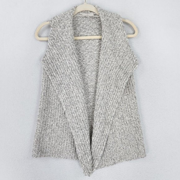 Ann Taylor LOFT Sweater Womens Extra Small Petite Gray Knit Sleeveless Cardigan - Picture 1 of 9